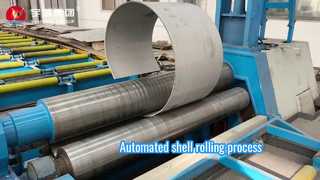 Automated shell rolling process for heat exchangers